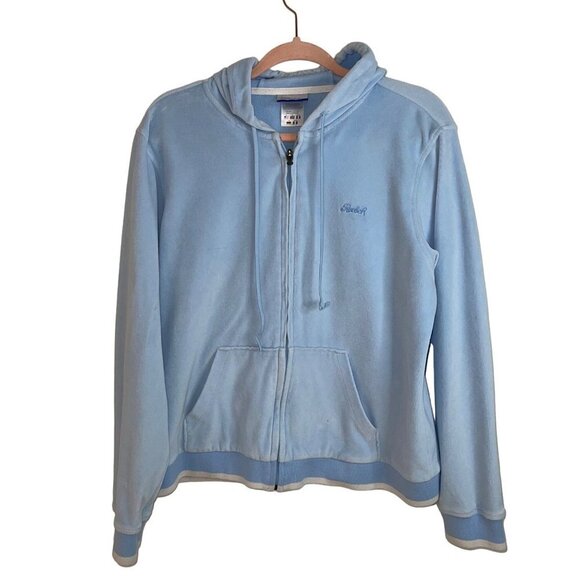 Reebok Vintage Womens Track Suit Size XL Blue Velour Y2k Pockets Cotton - Picture 6 of 10